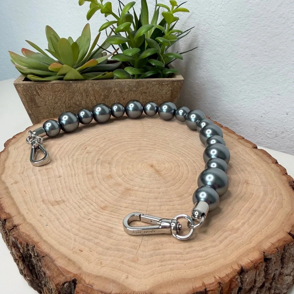 Kate Spade Purse Strap Women Grey Faux Pearl Beaded Replacement or Accent Glam